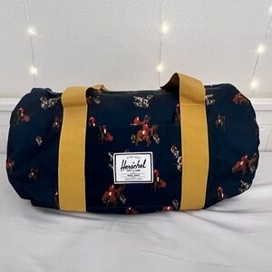 Herschel Navy Duffel Bag with Mustard Straps